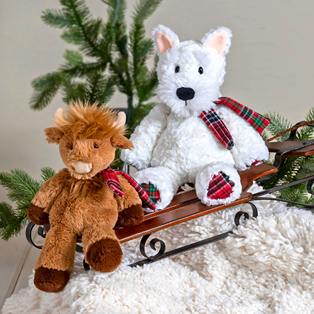 Marshmallow Tartan Terrier  13"- Christmas Plush Toy - Persnickety Shop