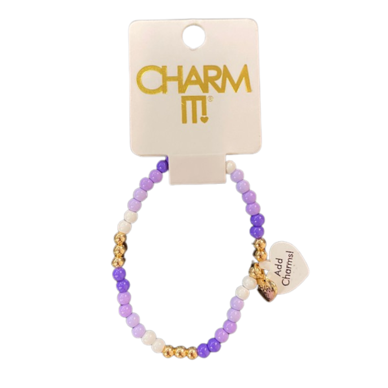 CHARM IT® Gold Purple Stretch Bead Bracelet - Persnickety Shop