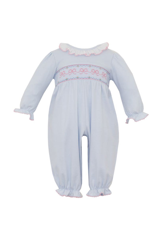 Petit Bebe Long Romper BOWS - Lt.blue knit - Persnickety Shop