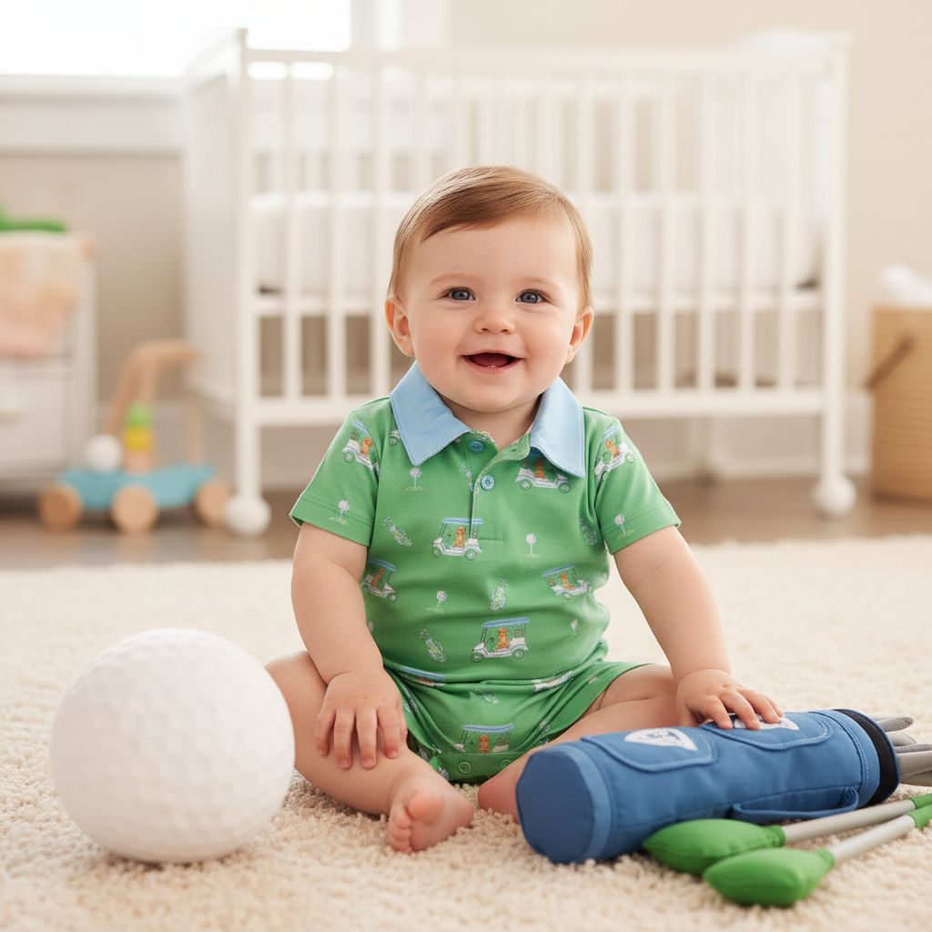 Baby Loren Golf Buddies Blue Romper - Persnickety Shop