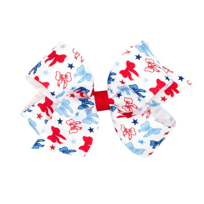 Wee Ones Medium Patriotic Print Grosgrain Hair Bow - Persnickety Shop