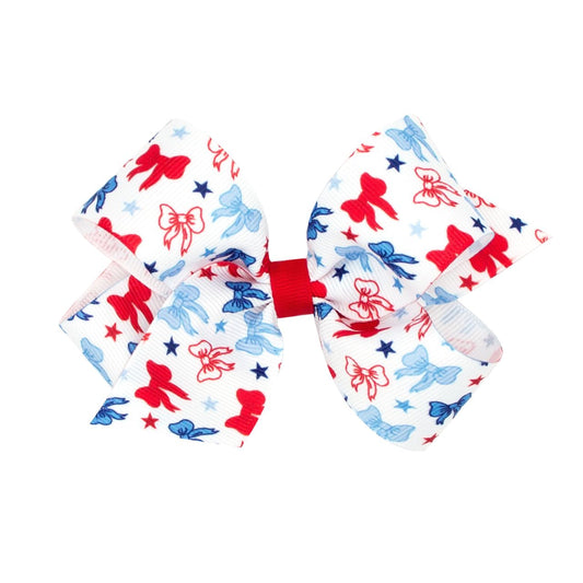 Wee Ones Medium Patriotic Print Grosgrain Hair Bow - Persnickety Shop