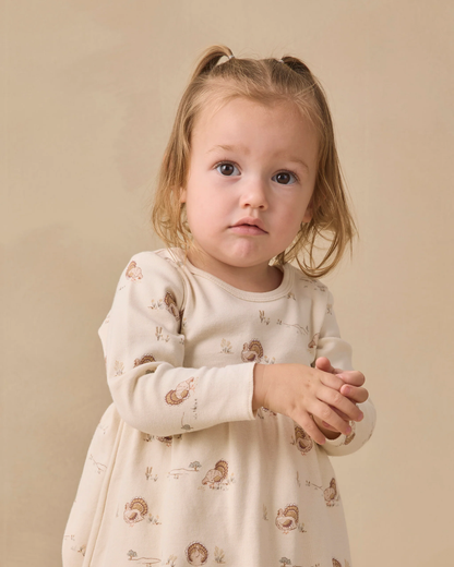 Quincy Mae LONG SLEEVE BABY DRESS TURKEY
