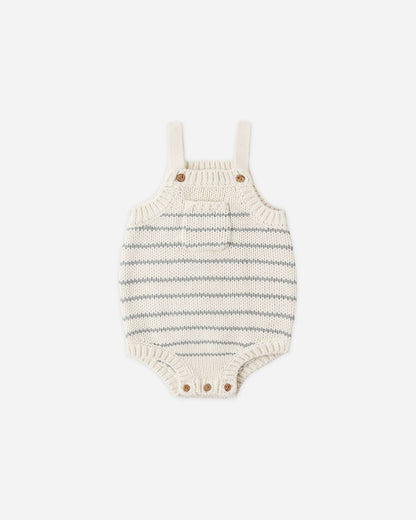 ASHTON KNIT ROMPER SEA GREEN STRIPE - Persnickety Shop