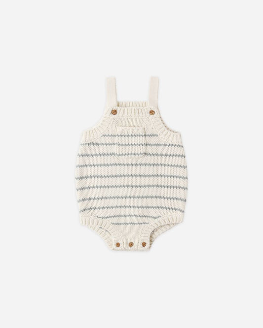 ASHTON KNIT ROMPER SEA GREEN STRIPE - Persnickety Shop