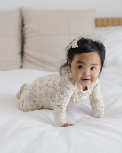 QUINCY MAE ZIP LONG SLEEVE SLEEPER FOOTIE FLORAL VINE