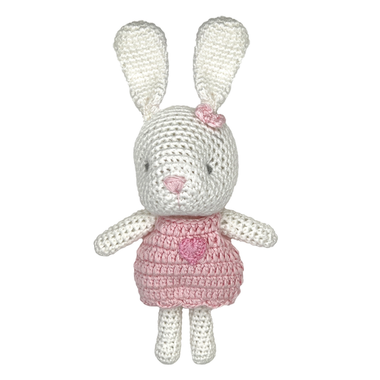 Bunny Bamboo Crochet RattlePink 5" - Persnickety Shop
