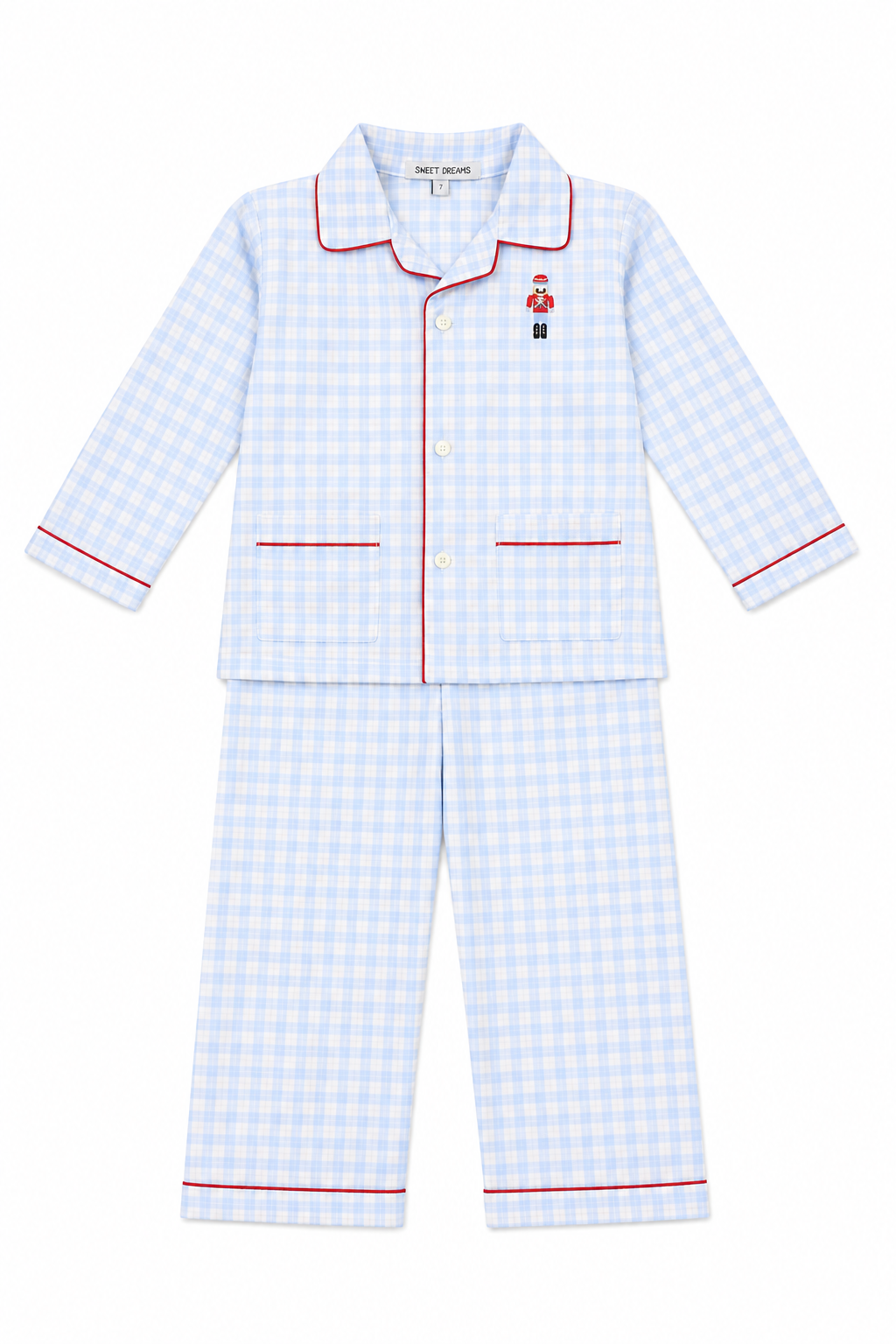 SWEET DREAMS NUTCRACKER EMB BLUE PLAID PJ