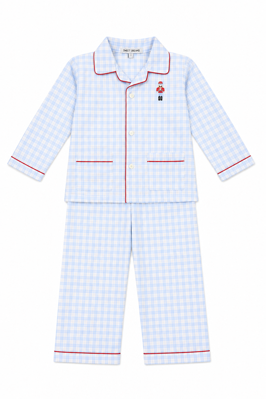 SWEET DREAMS NUTCRACKER EMB BLUE PLAID PJ
