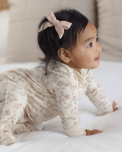 QUINCY MAE ZIP LONG SLEEVE SLEEPER FOOTIE FLORAL VINE