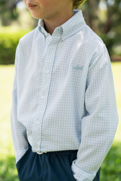 SALTWATER BOYS CARTER OXFORD SHIRT LIGHT BLUE CHECK