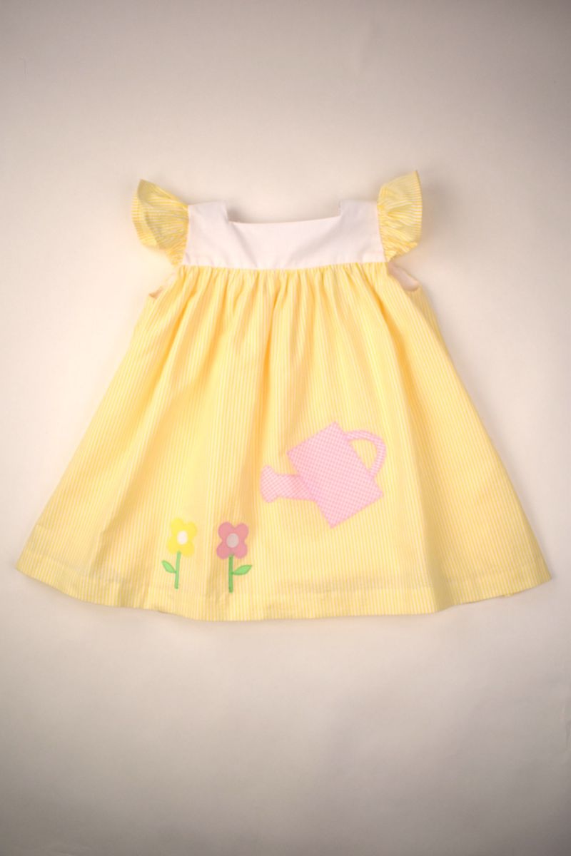 Yellow Mini Stripe Floral Appliqué Dress by Funtasia Too! - Persnickety Shop