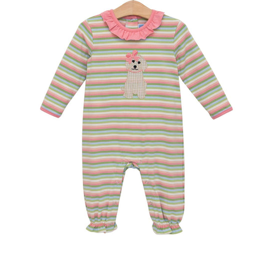 Trotter Street Kids Girl Puppy Ruffle Romper