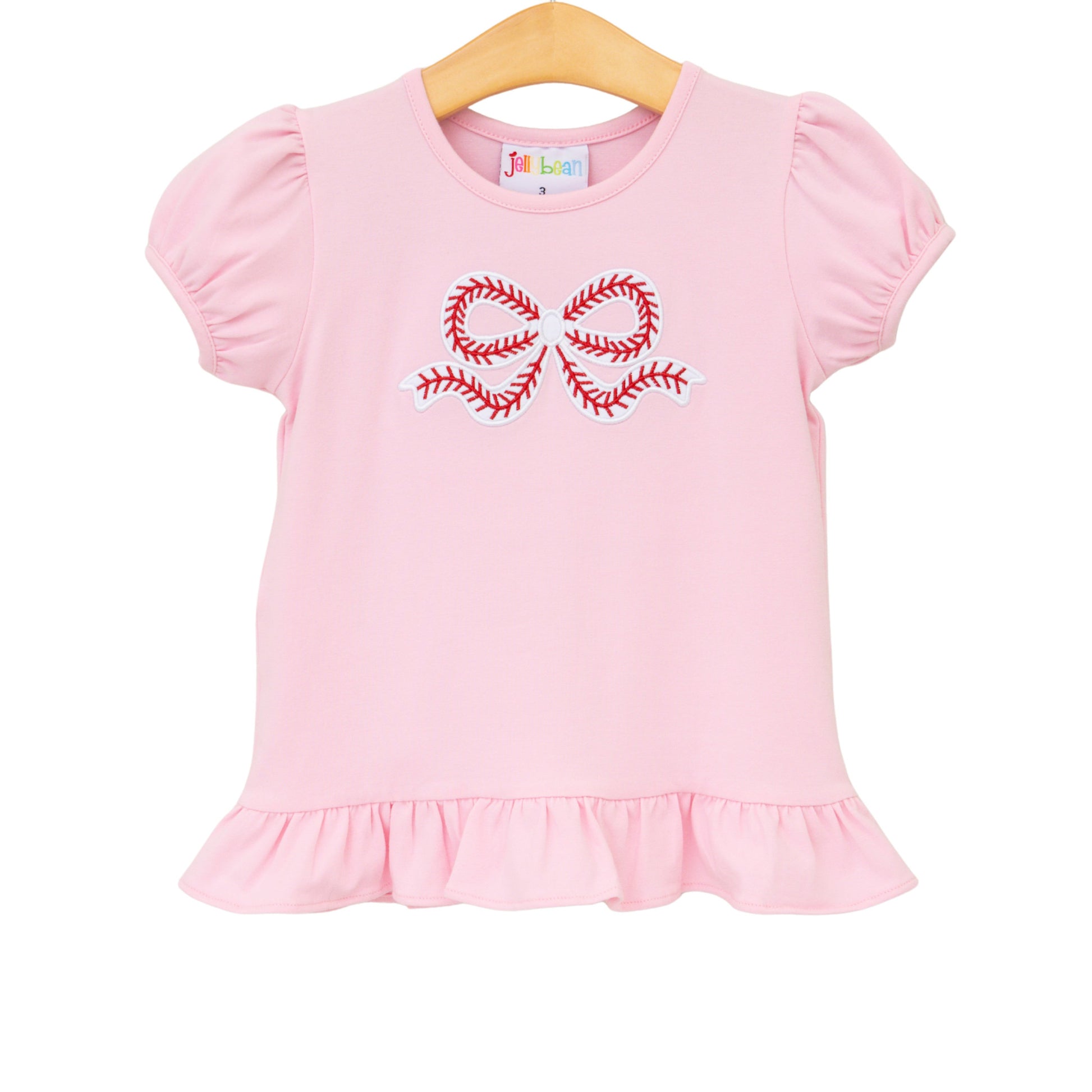 Jellybean Girls  Ball Park Bow Ruffle Shirt - Persnickety Shop