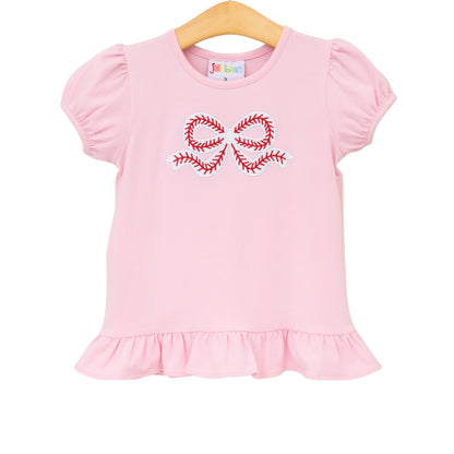 Jellybean Girls  Ball Park Bow Ruffle Shirt - Persnickety Shop