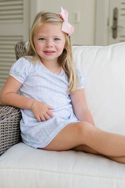 Blue Floral Scallop Play Dress - Persnickety Shop