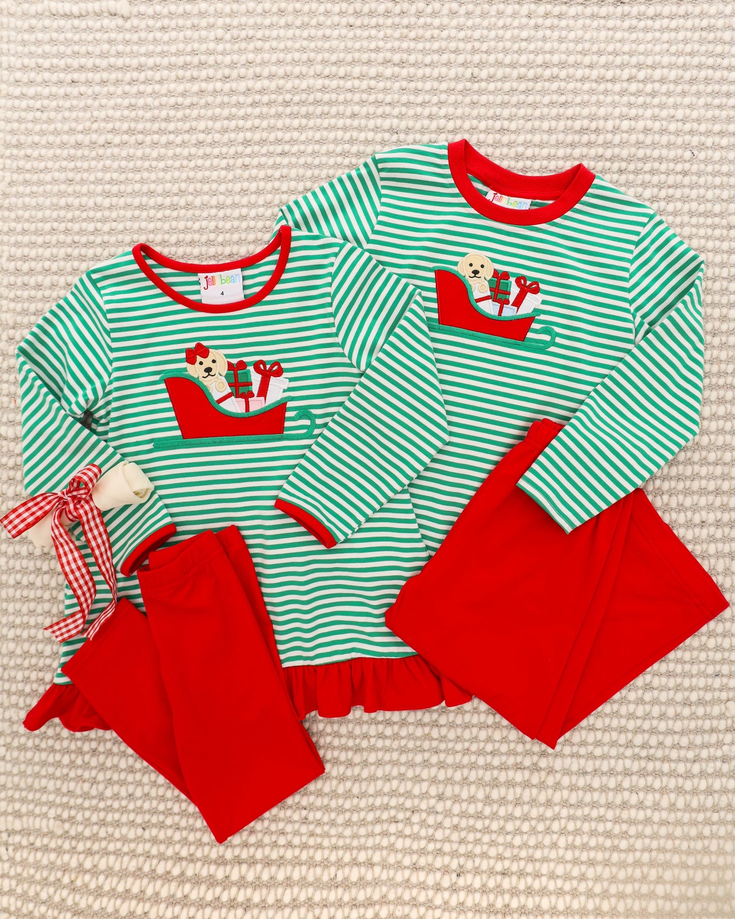 PRE-ORDER | Santa Paws Ruffle Pants Set Jellybean by Smock Candy - Persnickety Shop