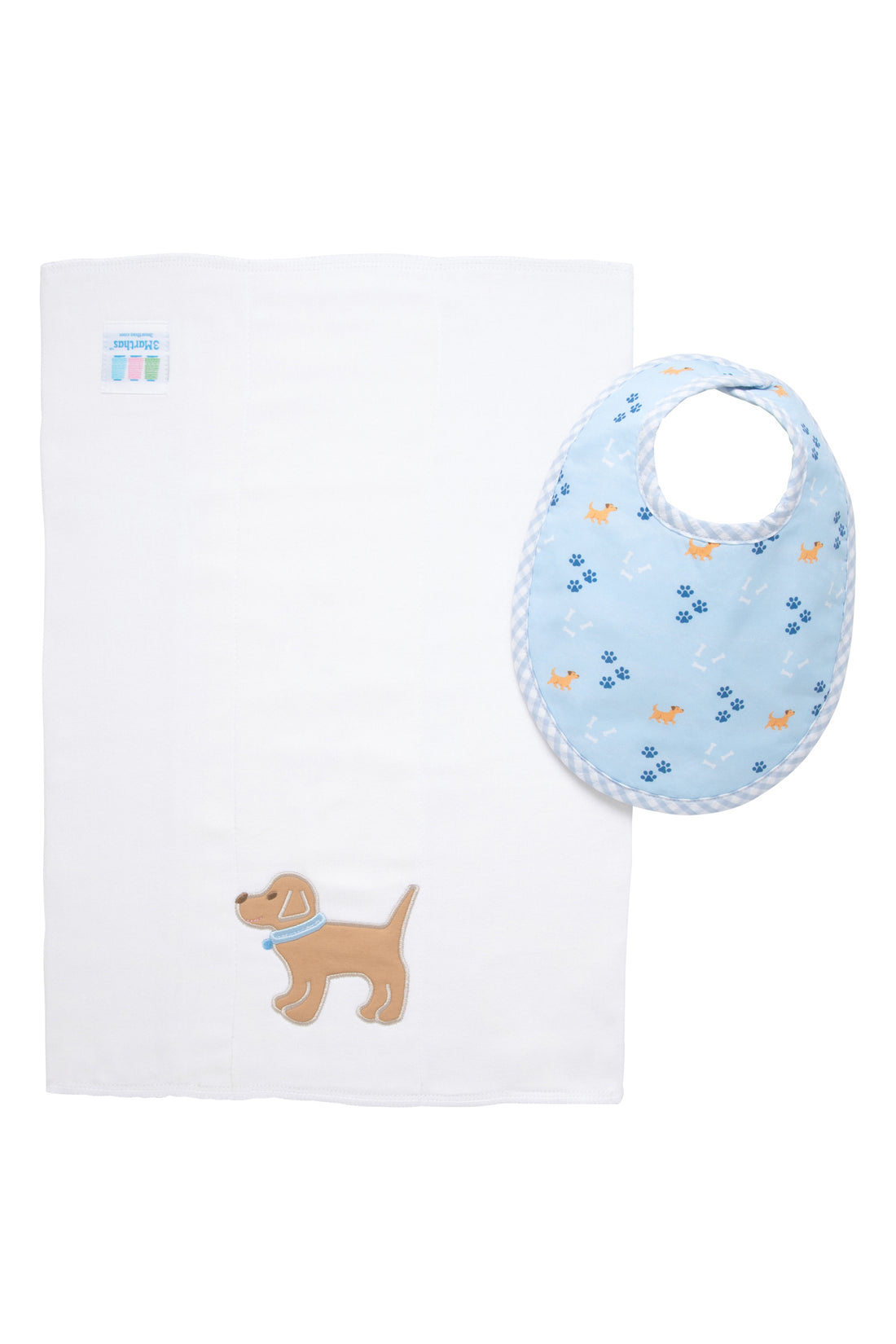 3 Marthas Puppy Basic Bib & Burp Boxed Set, Blue - Persnickety Shop