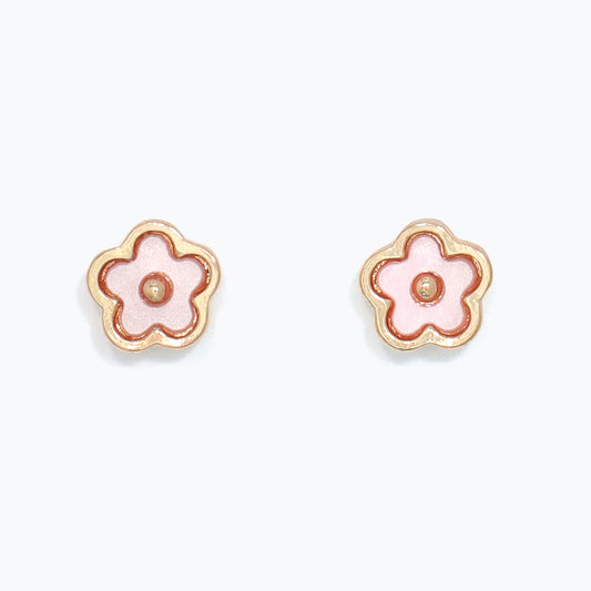 Earrings-Pink and Gold Flowers