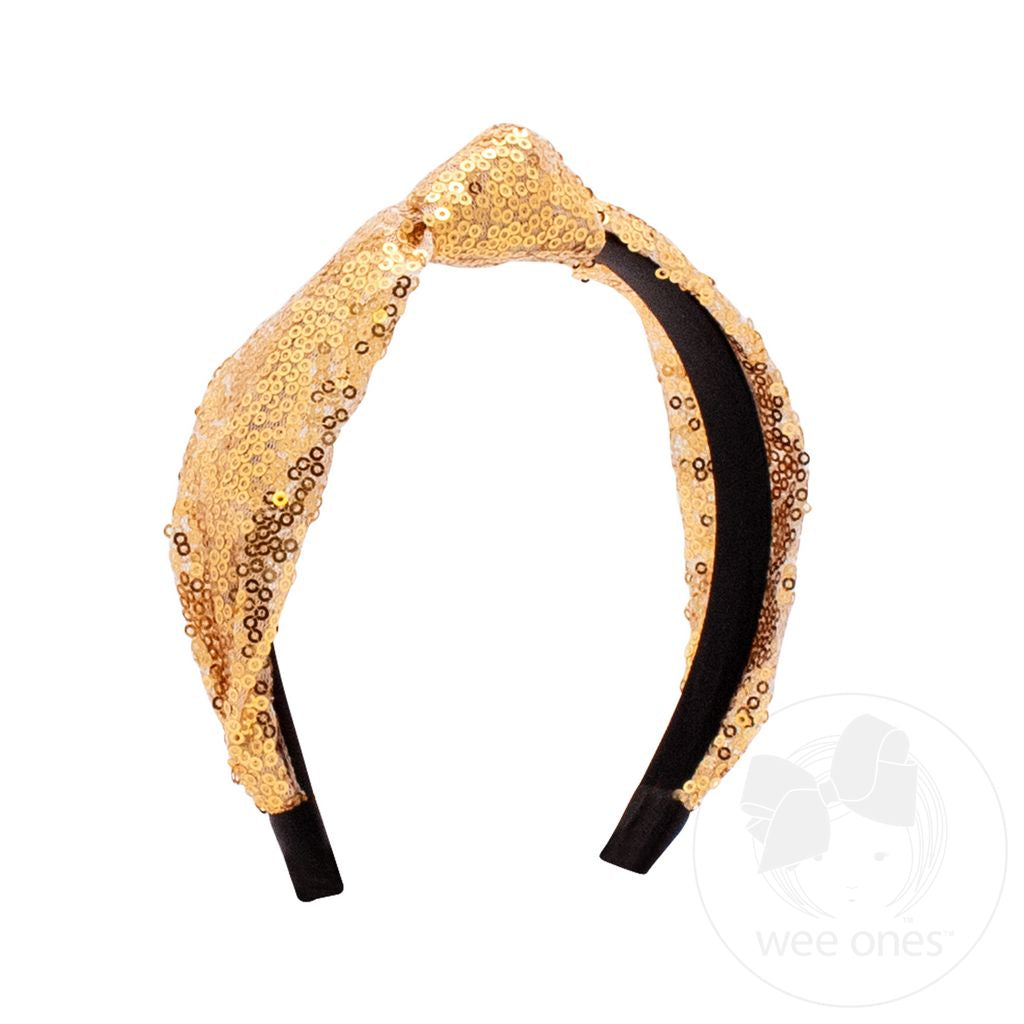 Wee Ones Gold Sequin Knot Headband