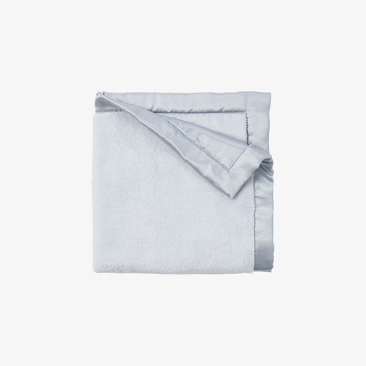 PALE BLUE SATIN TRIM FLANNEL FLEECE BABY SECURITY BLANKET - Persnickety Shop