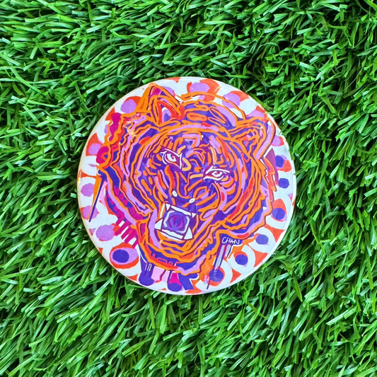 Chan Art Clemson Tiger Orange and Purple Tiger Button 2.25" - Persnickety Shop