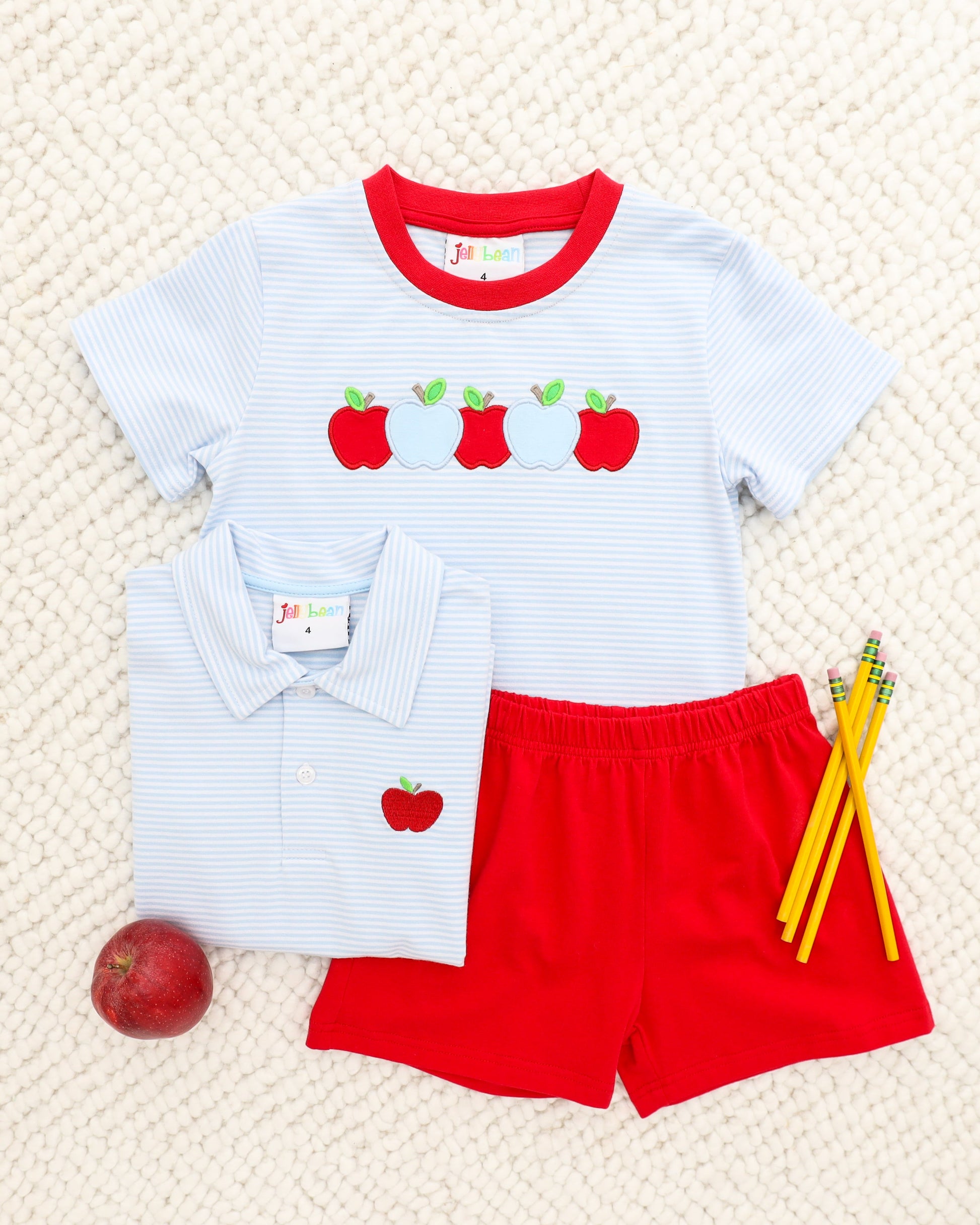 Apple A Day Short Set  by Jellybean Smock Candy - Persnickety Shop