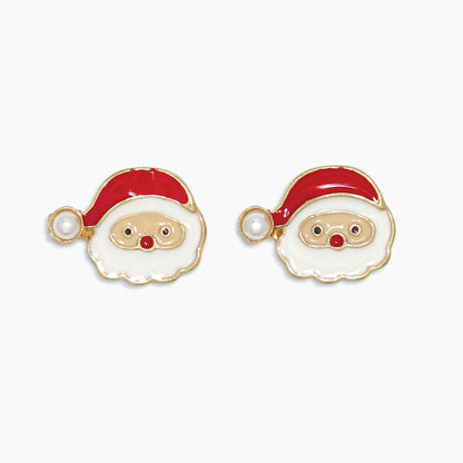 Earrings-Jolly Santa with Pearl