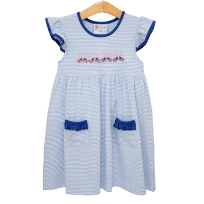 Jellybean Let Freedom Ring Ruffle Pocket Dress