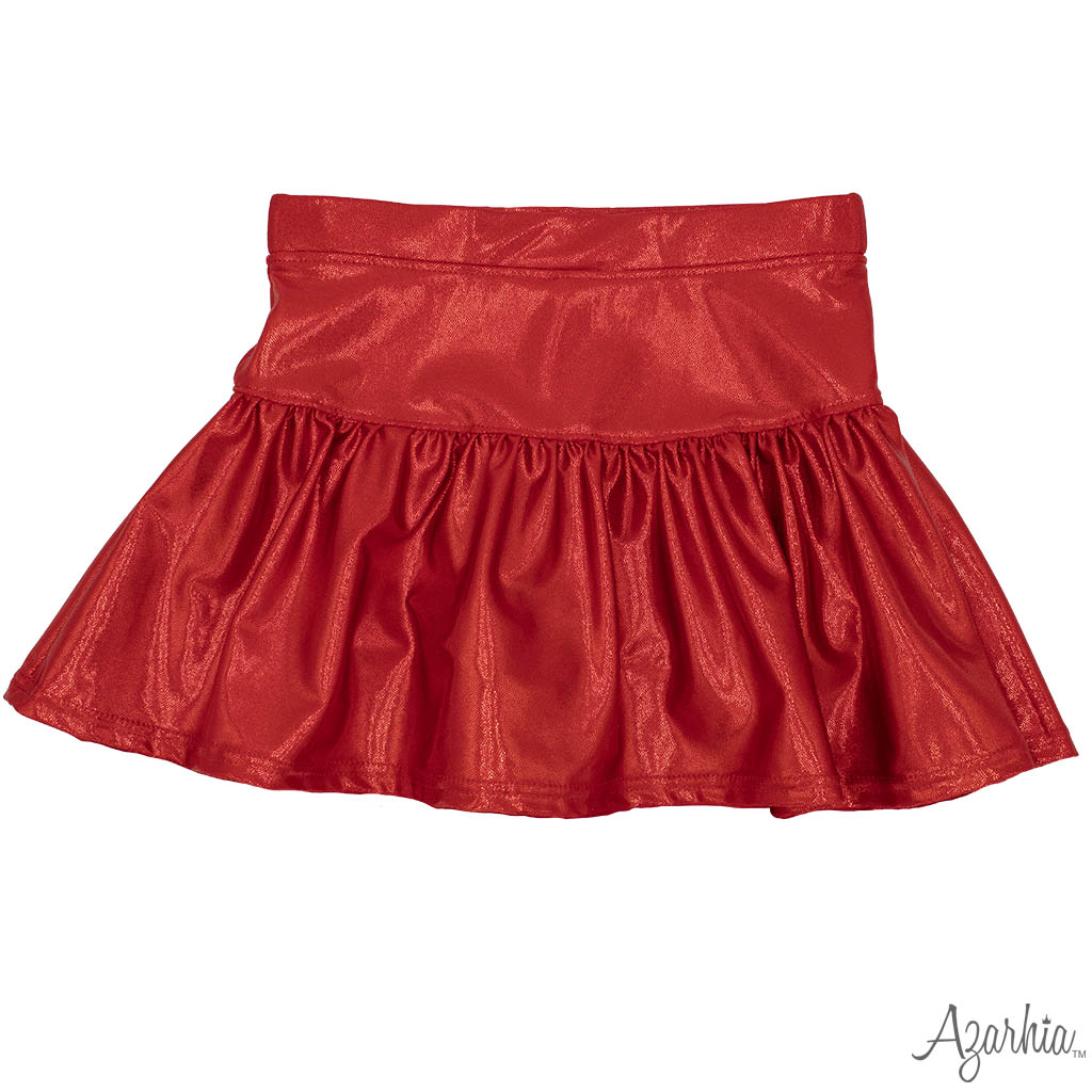 Azarhia GATHERED SKORT IN RED SHIMMER - Persnickety Shop