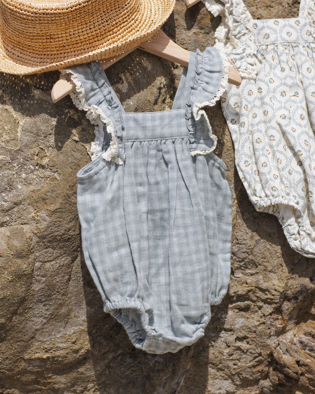 MAYA ROMPER GREEN GINGHAM - Persnickety Shop
