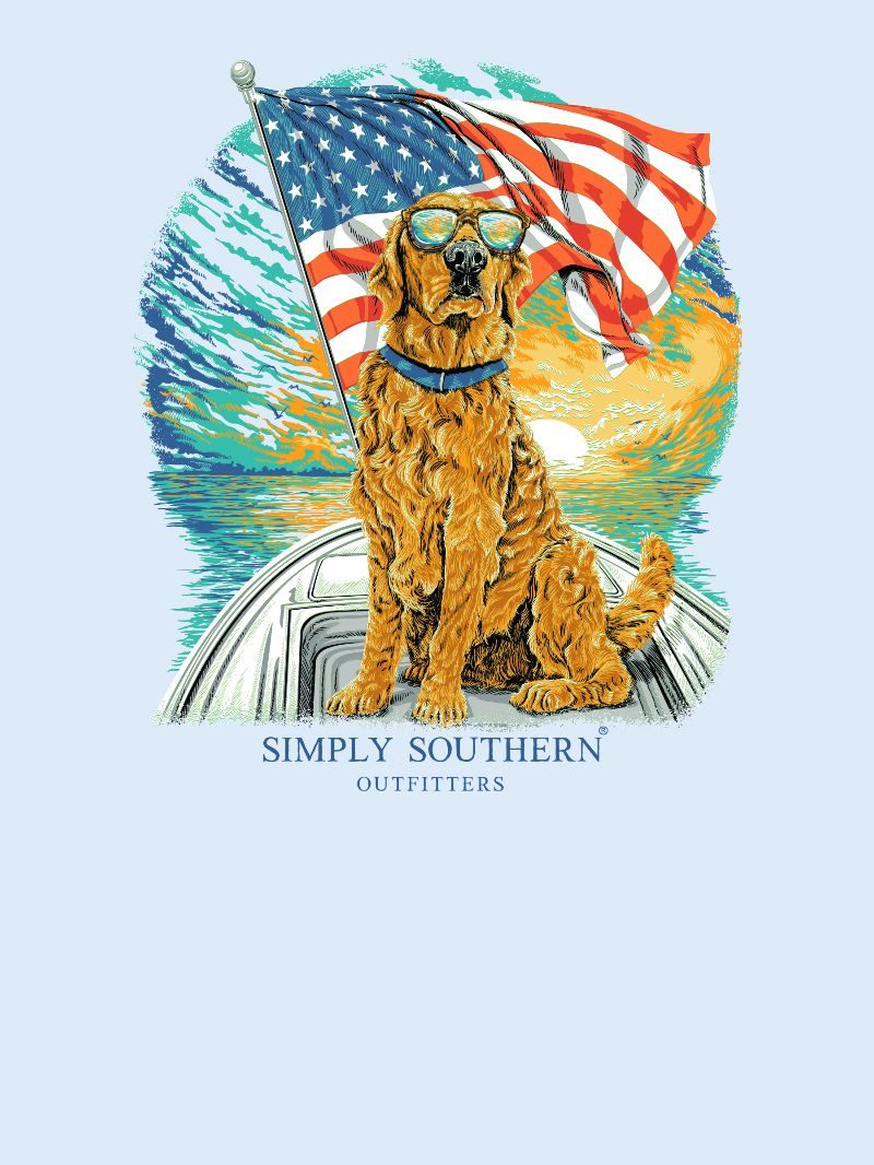 Simply Southern Boys Patriotic/Dog on Boat T-Shirt - Persnickety Shop