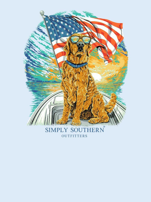 Simply Southern Boys Patriotic/Dog on Boat T-Shirt - Persnickety Shop