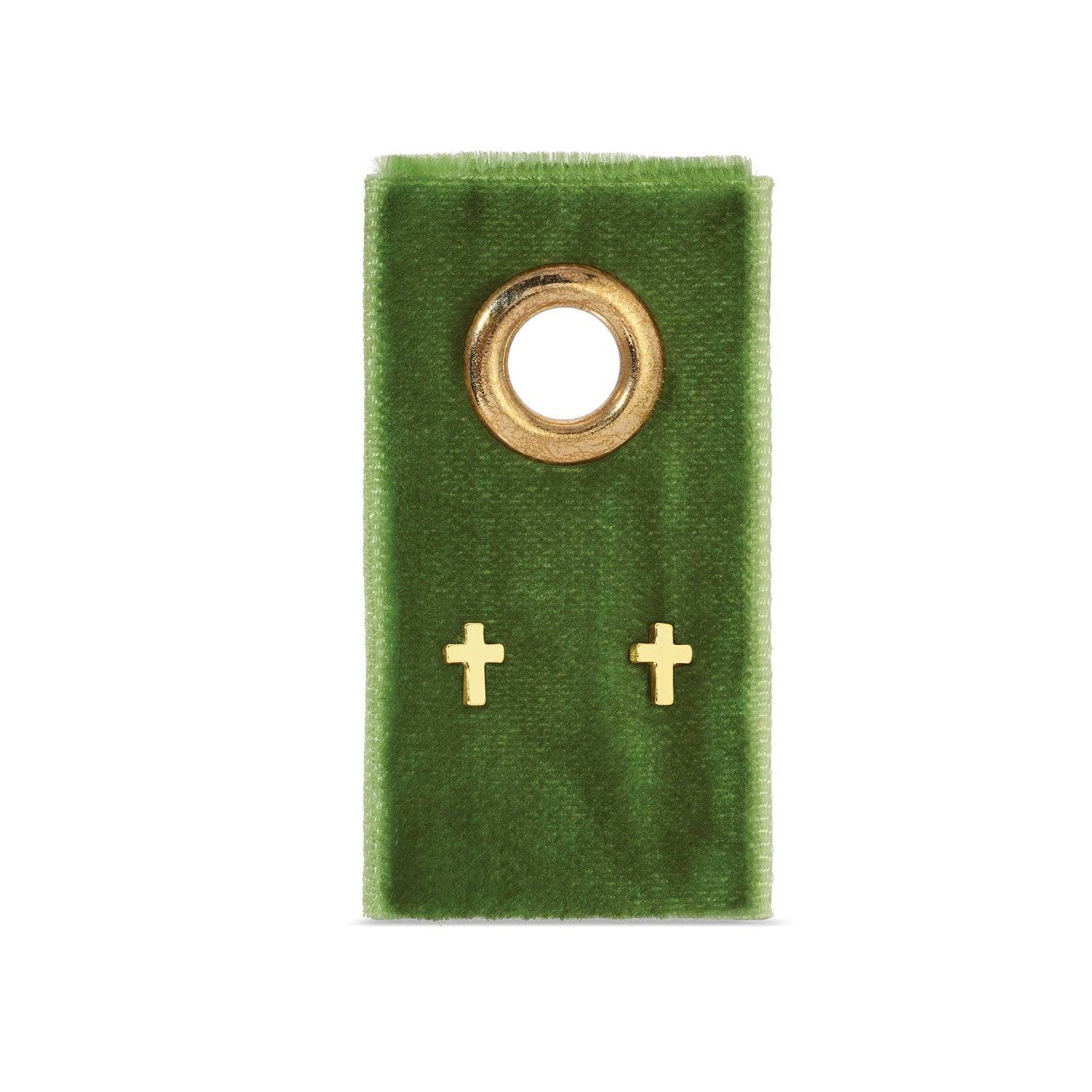 Small Cross Studs on Velvet Gift Tag - Persnickety Shop