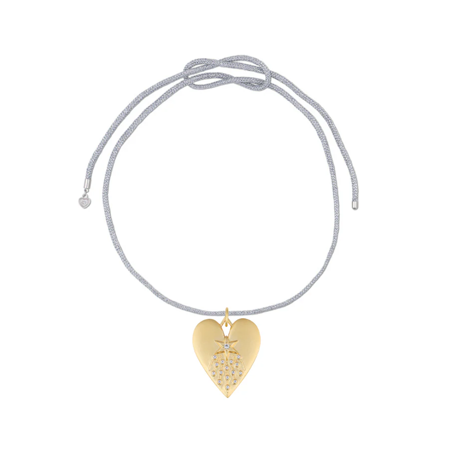 HART Halley's Heart Charm with Silver Lurex Cord