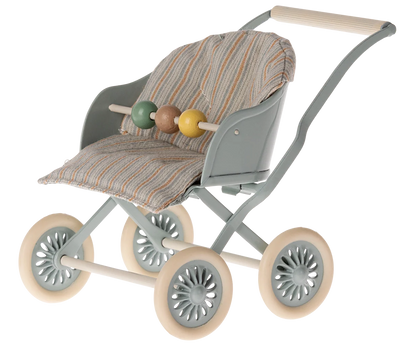 NEW Maileg Stroller, Baby Mice - Blue