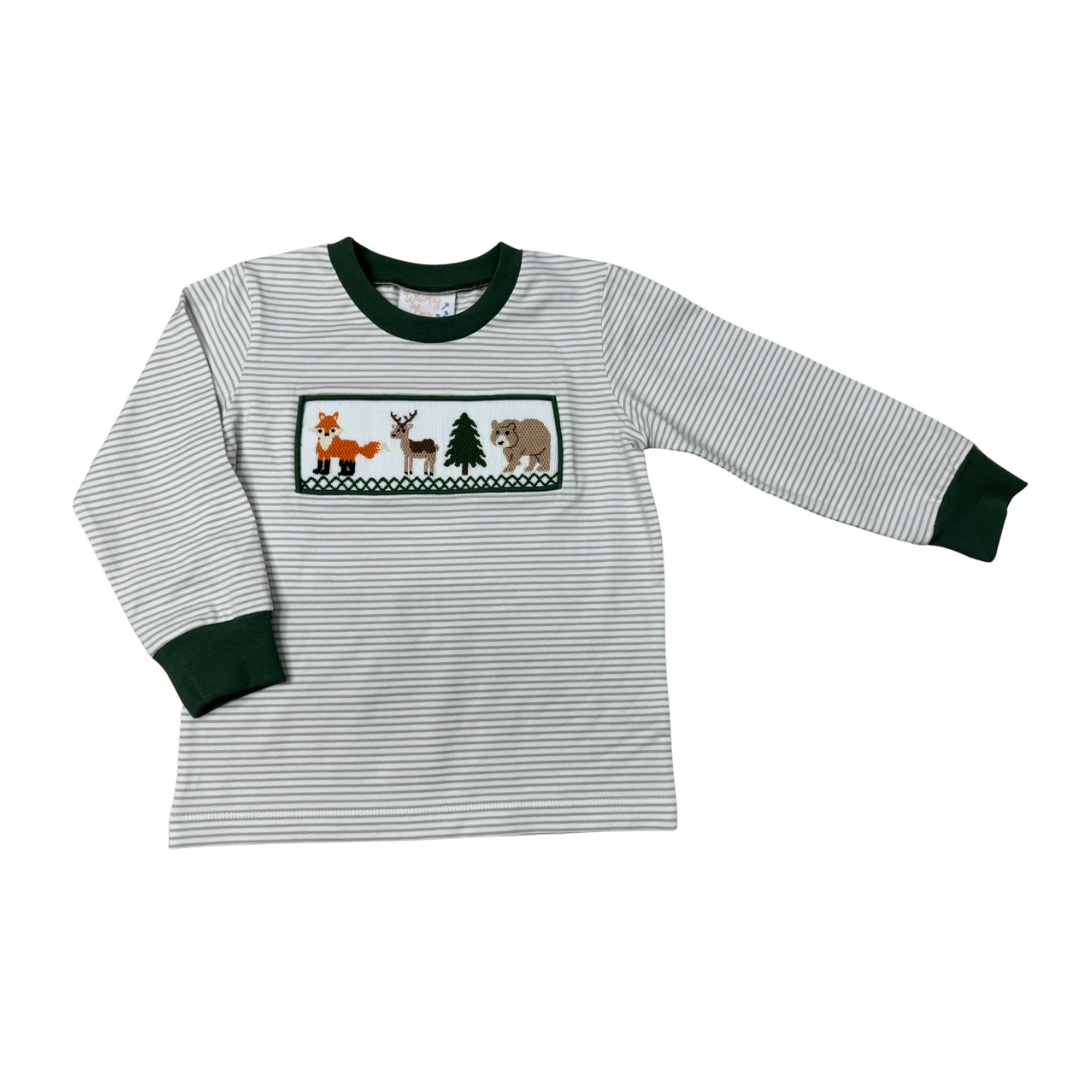 Forest Friends Smocked Long Sleeve Shirt Whimsy Bay - Persnickety Shop