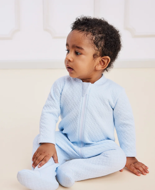 Kissy Kissy Classic Jacquards Blue Zip Footie