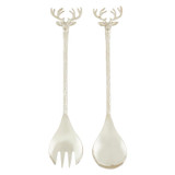 Silver Deer Serving Set, Boxed St/2, Nickel Plated Brass, 12.5" - Persnickety Shop