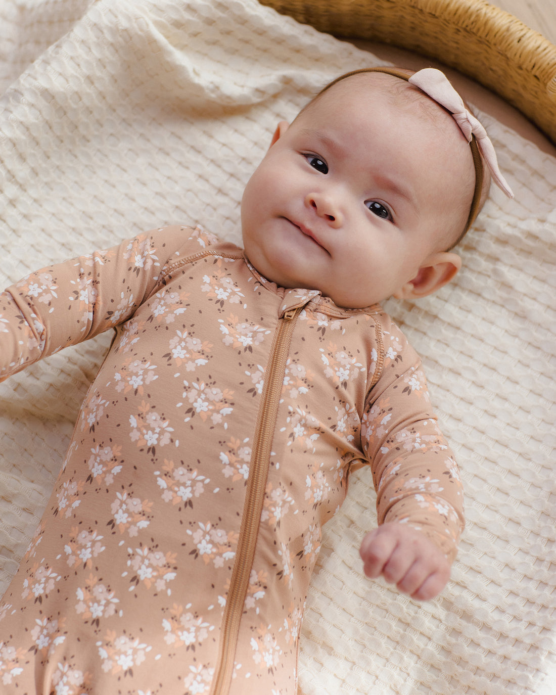 Quincy Mae BAMBOO ZIP FOOTIE FALL FLORAL
