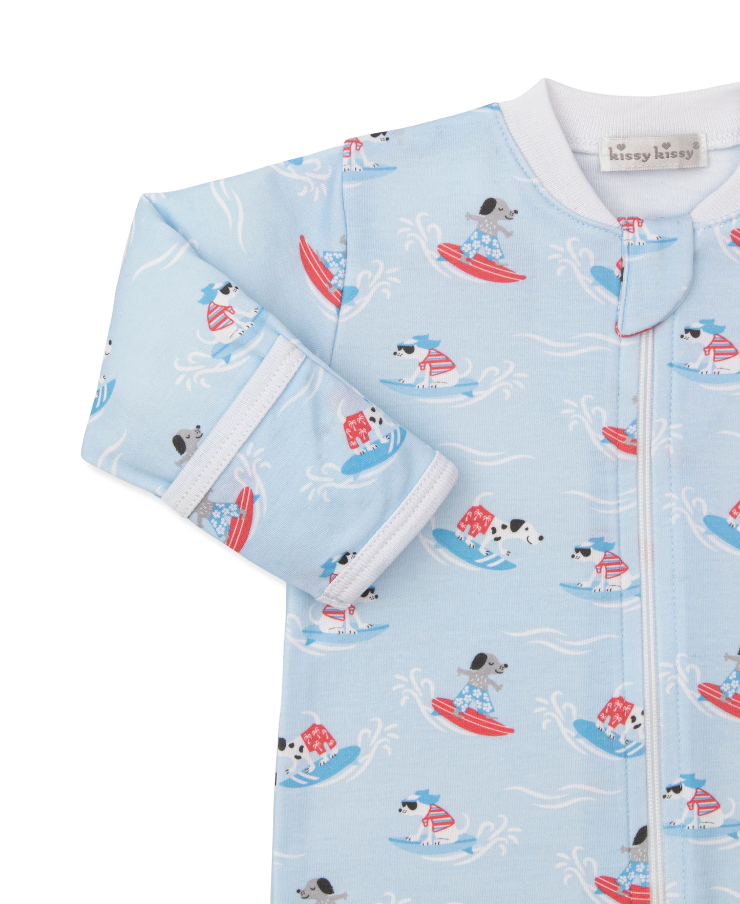 Kissy Kissy Beach Pups- Zip Footie - Persnickety Shop