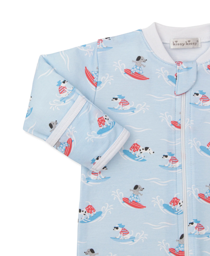 Kissy Kissy Beach Pups- Zip Footie - Persnickety Shop