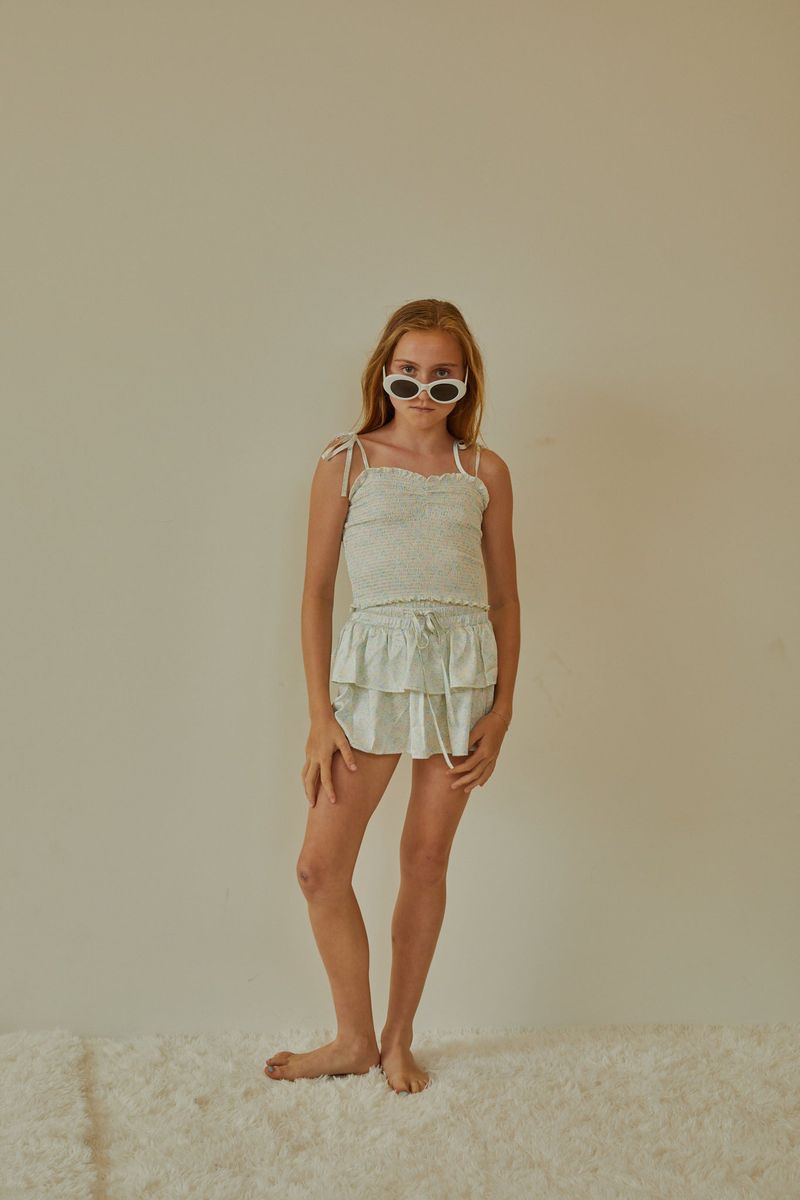 Willow Garden Rose Yellow Satin Skort - Persnickety Shop