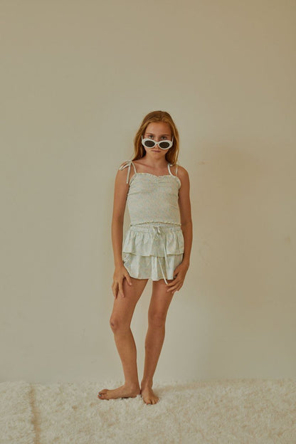Willow Garden Rose Yellow Satin Skort - Persnickety Shop