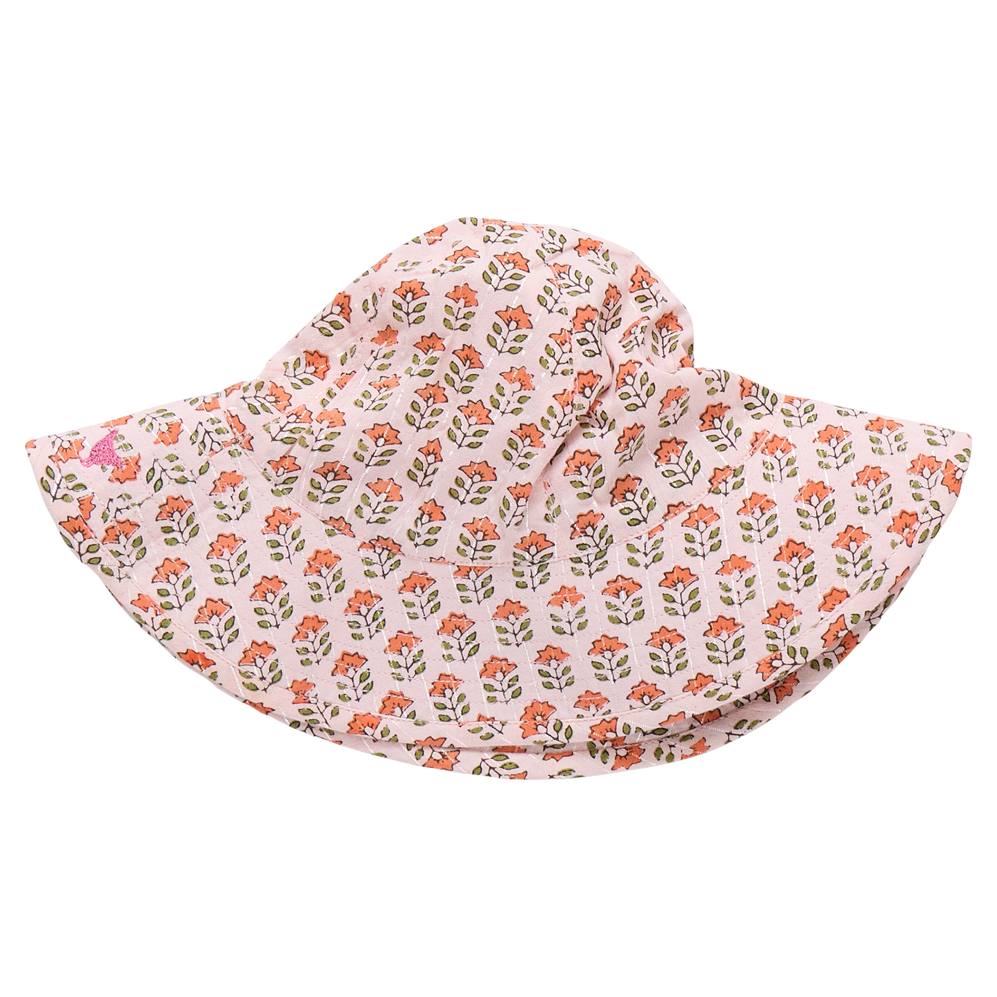 Baby Girls Sun Hat - Pink Prairie Block Print - Persnickety Shop