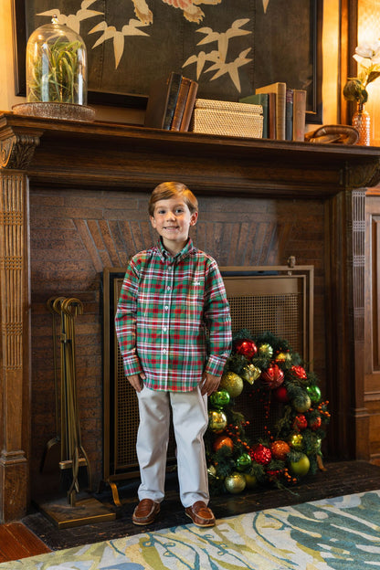 SALTWATER BOYS CARTER OXFORD SHIRT GREEN PLAID