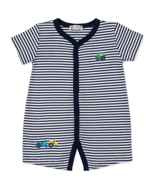 Kissy Kissy Trusty Tractors Short Stripe Playsuit - Persnickety Shop