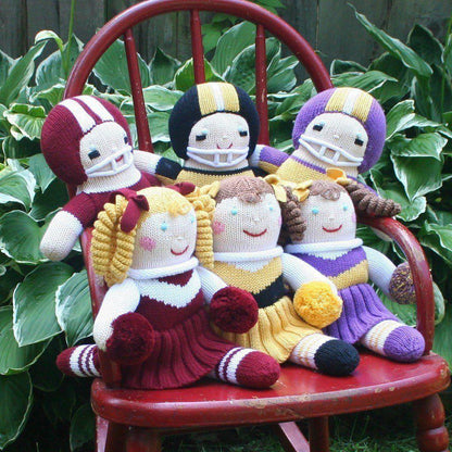 FOOTBALL PLAYER KNIT DOLL RATTLE 7" - GARNET & WHITE