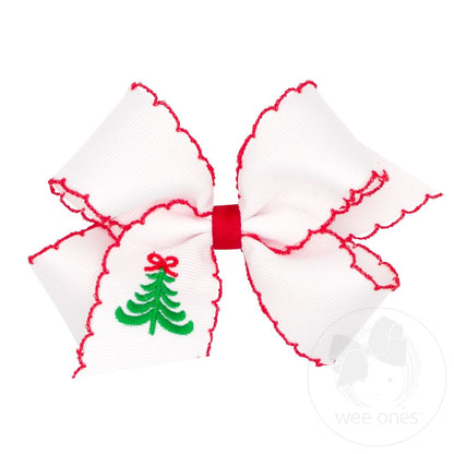 Wee Ones Medium Moonstitch Christmas Tree Embroidered Hair Bow