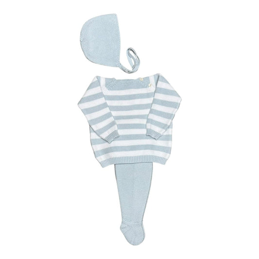 Mi Lucero Blue Stripe Footed Baby Set - Persnickety Shop